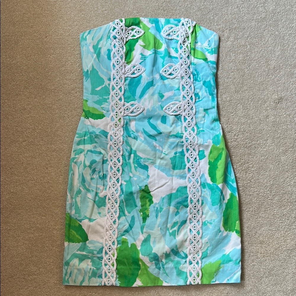 Lilly Pulitzer Tansy Sleeveless Dress In Poolside Blu Size 0 cotton